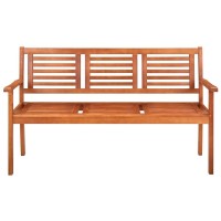 Vidaxl 3-Seater Patio Bench With Cushion 59.1 Solid Eucalyptus Wood