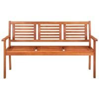 Vidaxl 3-Seater Patio Bench With Cushion 59.1 Solid Eucalyptus Wood