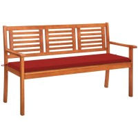 Vidaxl 3-Seater Patio Bench With Cushion 59.1 Solid Eucalyptus Wood