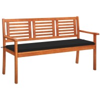 Vidaxl 3-Seater Patio Bench With Cushion 23.3 Solid Eucalyptus Wood