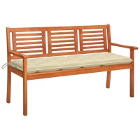 Vidaxl 3-Seater Patio Bench With Cushion 59.1 Solid Eucalyptus Wood