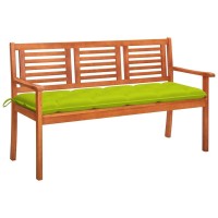 Vidaxl 3-Seater Patio Bench With Cushion 59.1 Solid Eucalyptus Wood