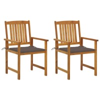 Vidaxl Patio Chairs With Cushions 2 Pcs Solid Acacia Wood