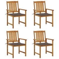 Vidaxl Patio Chairs With Cushions 4 Pcs Solid Acacia Wood