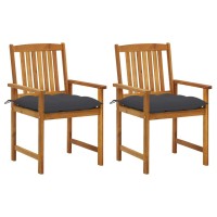 Vidaxl Patio Chairs With Cushions 2 Pcs Solid Acacia Wood