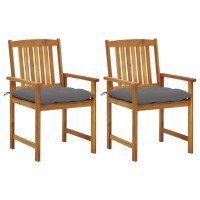 Vidaxl Patio Chairs With Cushions 2 Pcs Solid Acacia Wood