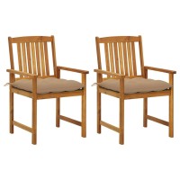 Vidaxl Patio Chairs With Cushions 2 Pcs Solid Acacia Wood