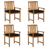 Vidaxl Patio Chairs With Cushions 4 Pcs Solid Acacia Wood