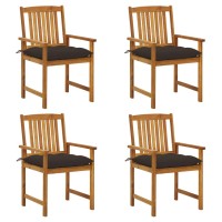 Vidaxl Patio Chairs With Cushions 4 Pcs Solid Acacia Wood