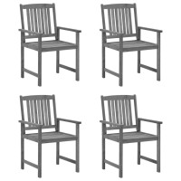 Vidaxl Patio Chairs With Cushions 4 Pcs Gray Solid Acacia Wood