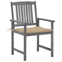 Vidaxl Patio Chairs With Cushions 2 Pcs Gray Solid Acacia Wood
