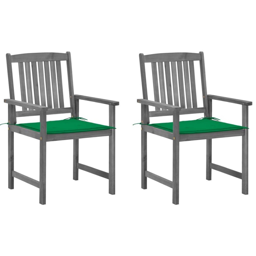 Vidaxl Patio Chairs With Cushions 2 Pcs Gray Solid Acacia Wood