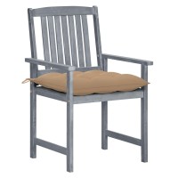 Vidaxl Patio Chairs With Cushions 4 Pcs Gray Solid Acacia Wood