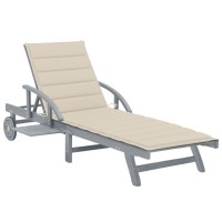 vidaXL Patio Sun Lounger with Cushion Solid Wood Acacia