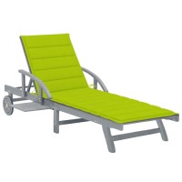 vidaXL Patio Sun Lounger with Cushion Solid Acacia Wood