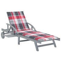 vidaXL Patio Sun Lounger with Cushion Solid Acacia Wood