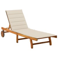 vidaXL Patio Sun Lounger with Cushion Solid Wood Acacia