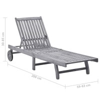 vidaXL Patio Sun Lounger with Cushion Gray Solid Wood Acacia