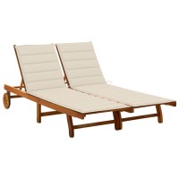 vidaXL 2-Person Patio Sun Lounger with Cushions Solid Acacia Wood