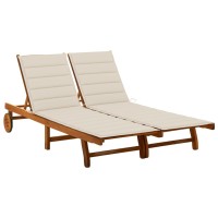 vidaXL 2-Person Patio Sun Lounger with Cushions Solid Wood Acacia