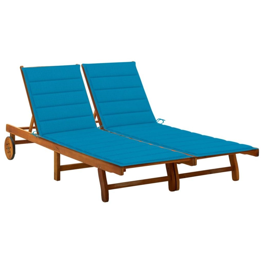 vidaXL 2-Person Patio Sun Lounger with Cushions Solid Wood Acacia