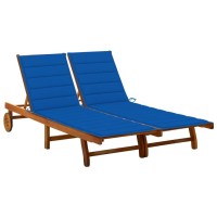 vidaXL 2-Person Patio Sun Lounger with Cushions Solid Wood Acacia