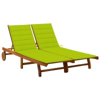 vidaXL 2-Person Patio Sun Lounger with Cushions Solid Acacia Wood