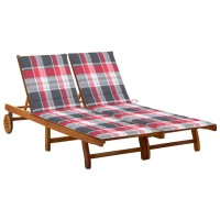 vidaXL 2-Person Patio Sun Lounger with Cushions Solid Acacia Wood