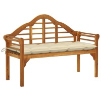 Vidaxl Patio Queen Bench With Cushion 53.1 Solid Acacia Wood