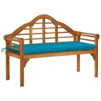 Vidaxl Patio Queen Bench With Cushion 53.1 Solid Acacia Wood