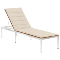 vidaXL Sun Lounger with Cushion Solid Acacia Wood and Stainless Steel