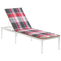 vidaXL Sun Lounger with Cushion Solid Acacia Wood and Stainless Steel