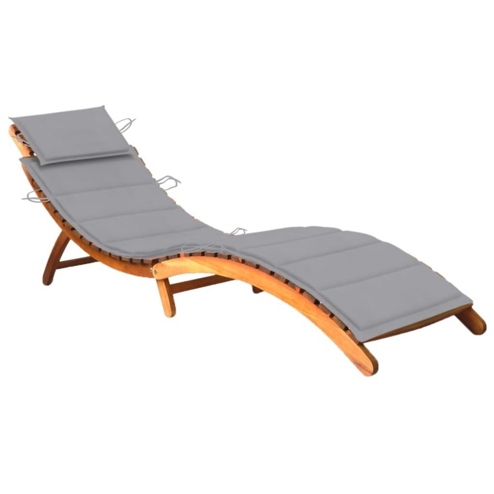 Vidaxl Patio Sun Lounger With Cushion Solid Acacia Wood