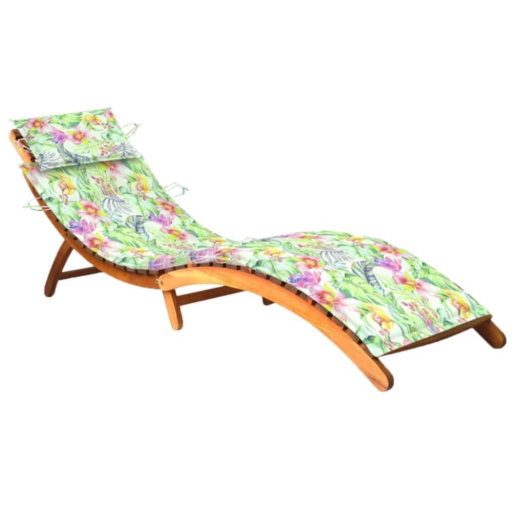 vidaXL Patio Sun Lounger with Cushion Solid Acacia Wood