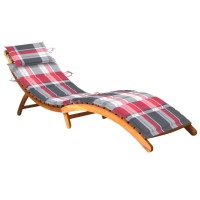 vidaXL Patio Sun Lounger with Cushion Solid Acacia Wood