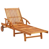 vidaXL Patio Sun Lounger with Cushion Solid Wood Acacia