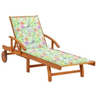 vidaXL Patio Sun Lounger with Cushion Solid Acacia Wood