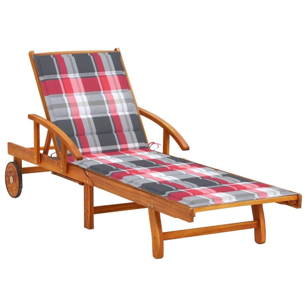 vidaXL Patio Sun Lounger with Cushion Solid Acacia Wood