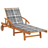 vidaXL Patio Sun Lounger with Cushion Solid Wood Acacia