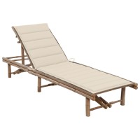 vidaXL Patio Sun Lounger with Cushion Bamboo