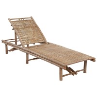 vidaXL Patio Sun Lounger with Cushion Bamboo