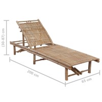 vidaXL Patio Sun Lounger with Cushion Bamboo