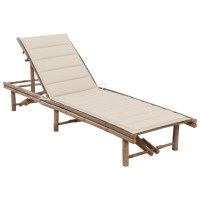 vidaXL Patio Sun Lounger with Cushion Bamboo