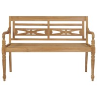 Vidaxl Batavia Bench With Cream Cushion 47.2 Solid Teak Wood