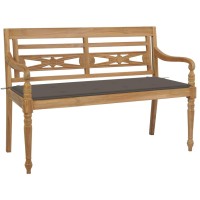 Vidaxl Batavia Bench With Taupe Cushion 44.1 Solid Teak Wood