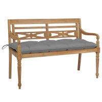 vidaXL Batavia Bench with Gray Cushion 47.2