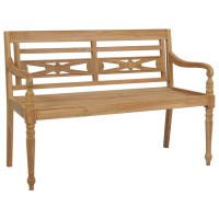 Vidaxl Batavia Bench With Cream White Cushion 47.2 Solid Teak Wood