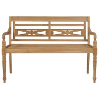 Vidaxl Batavia Bench With Beige Cushion 47.2 Solid Teak Wood