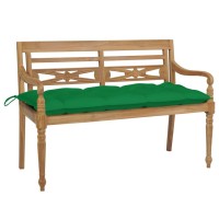 Vidaxl Batavia Bench With Green Cushion 47.2 Solid Teak Wood