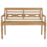 Vidaxl Batavia Bench With Red Cushion 47.2 Solid Teak Wood